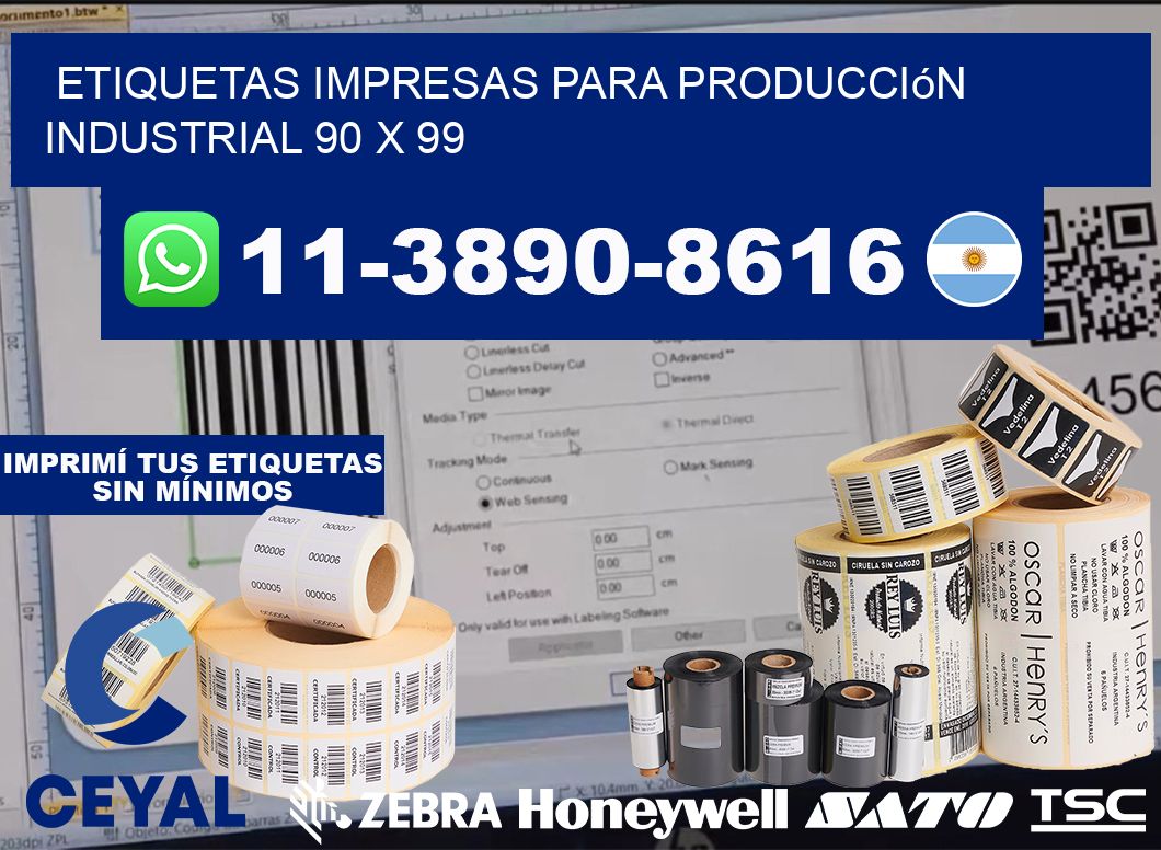 etiquetas impresas para producción industrial 90 x 99
