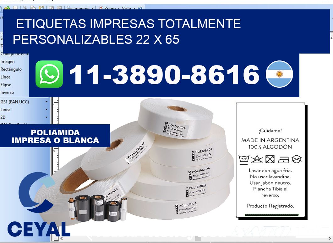 etiquetas impresas totalmente personalizables 22 x 65