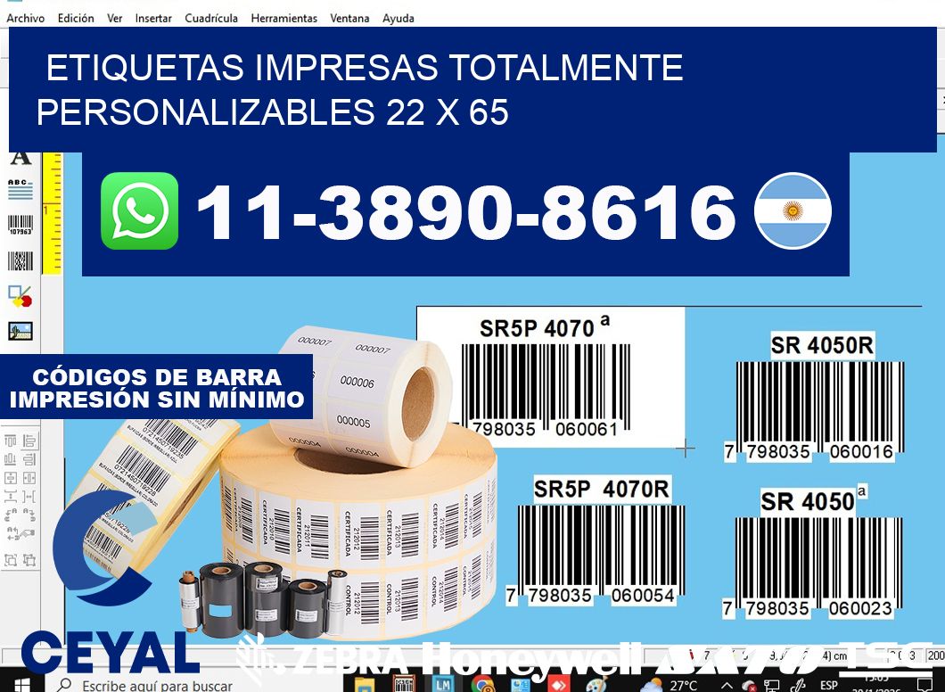 etiquetas impresas totalmente personalizables 22 x 65