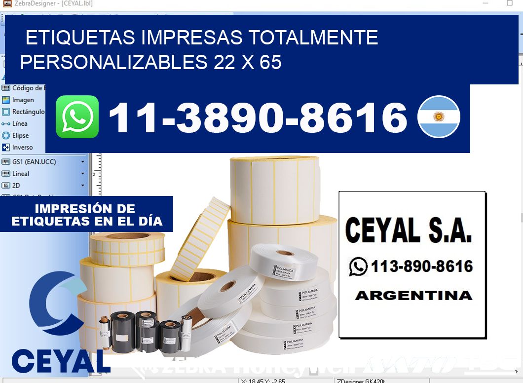 etiquetas impresas totalmente personalizables 22 x 65