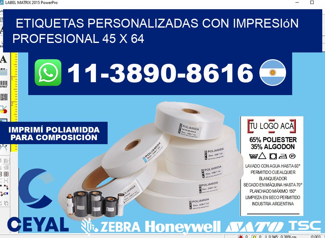 etiquetas personalizadas con impresión profesional 45 x 64