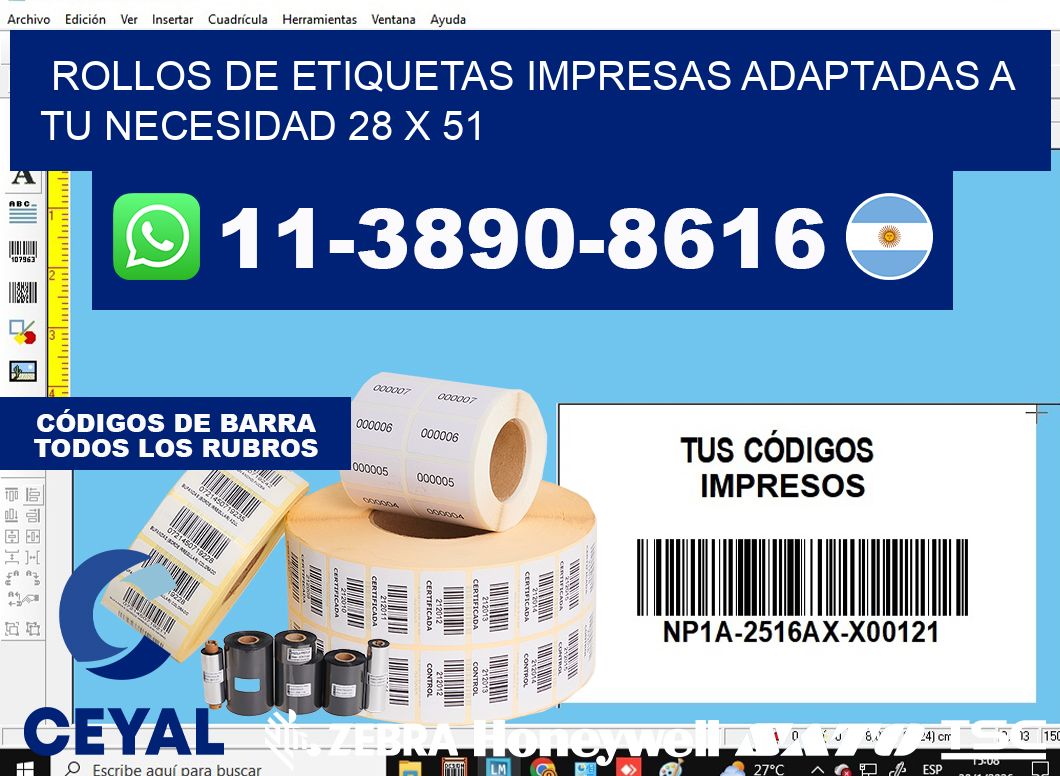 rollos de etiquetas impresas adaptadas a tu necesidad 28 x 51