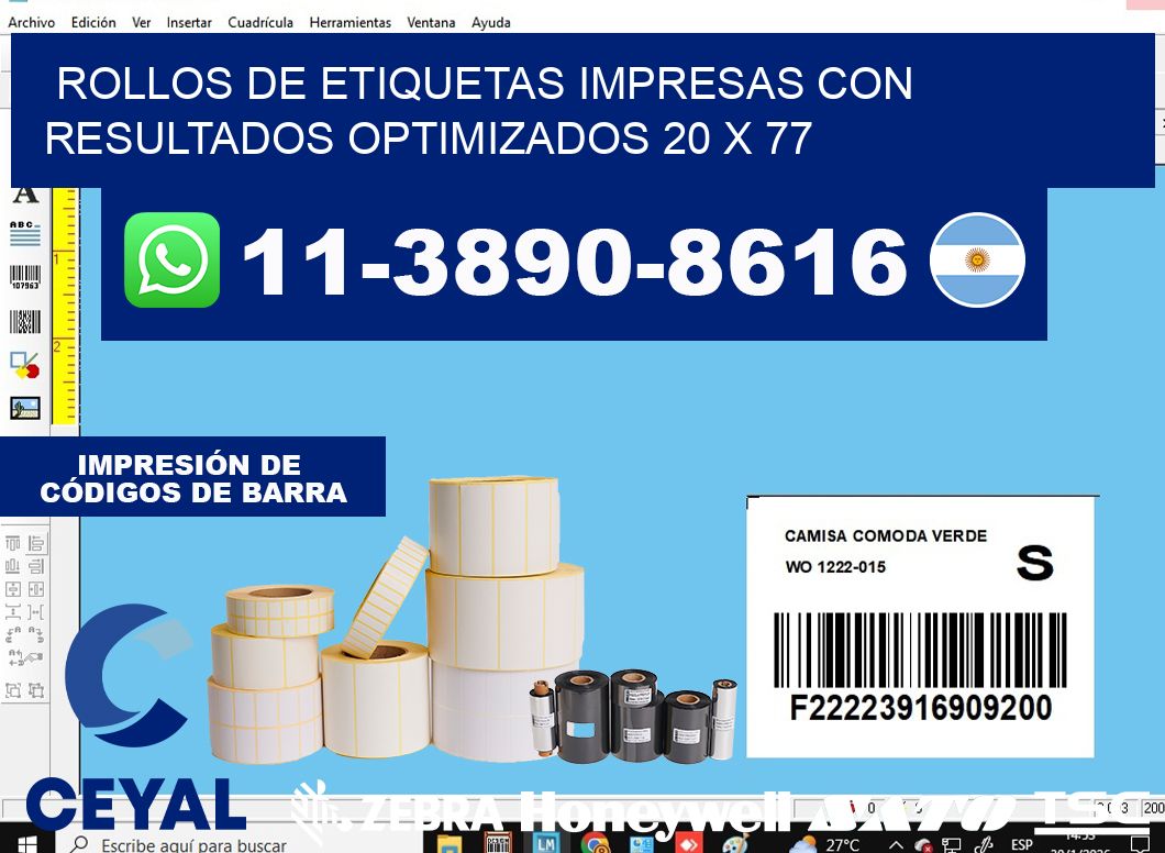 rollos de etiquetas impresas con resultados optimizados 20 x 77