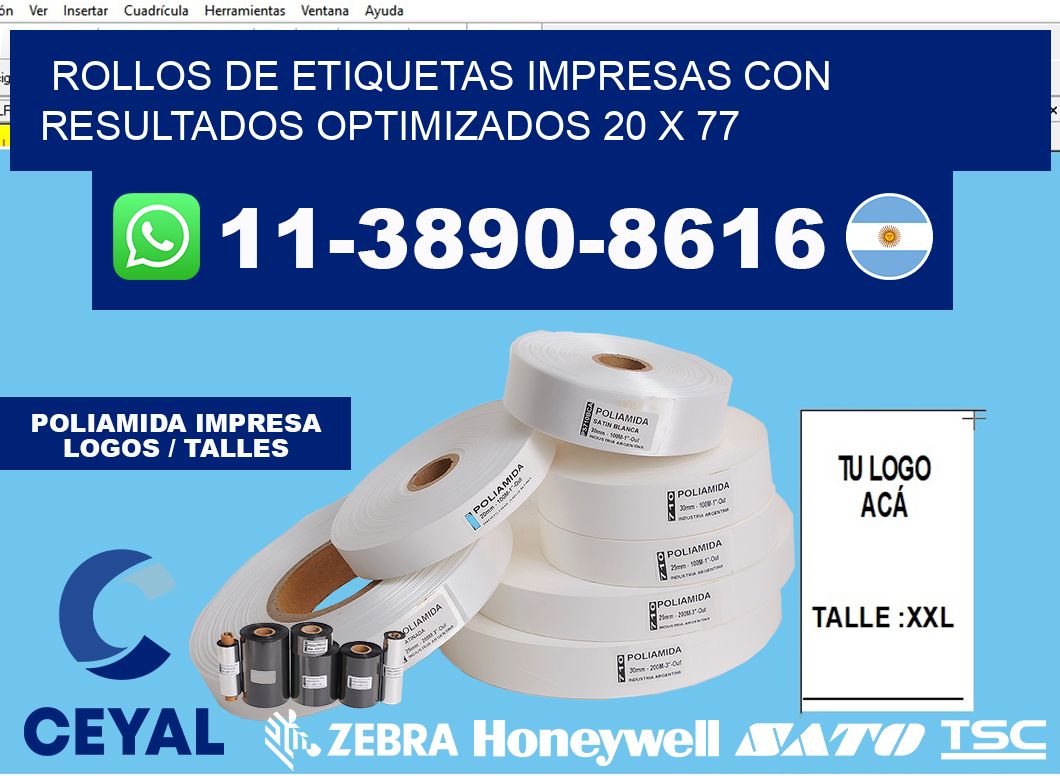 rollos de etiquetas impresas con resultados optimizados 20 x 77