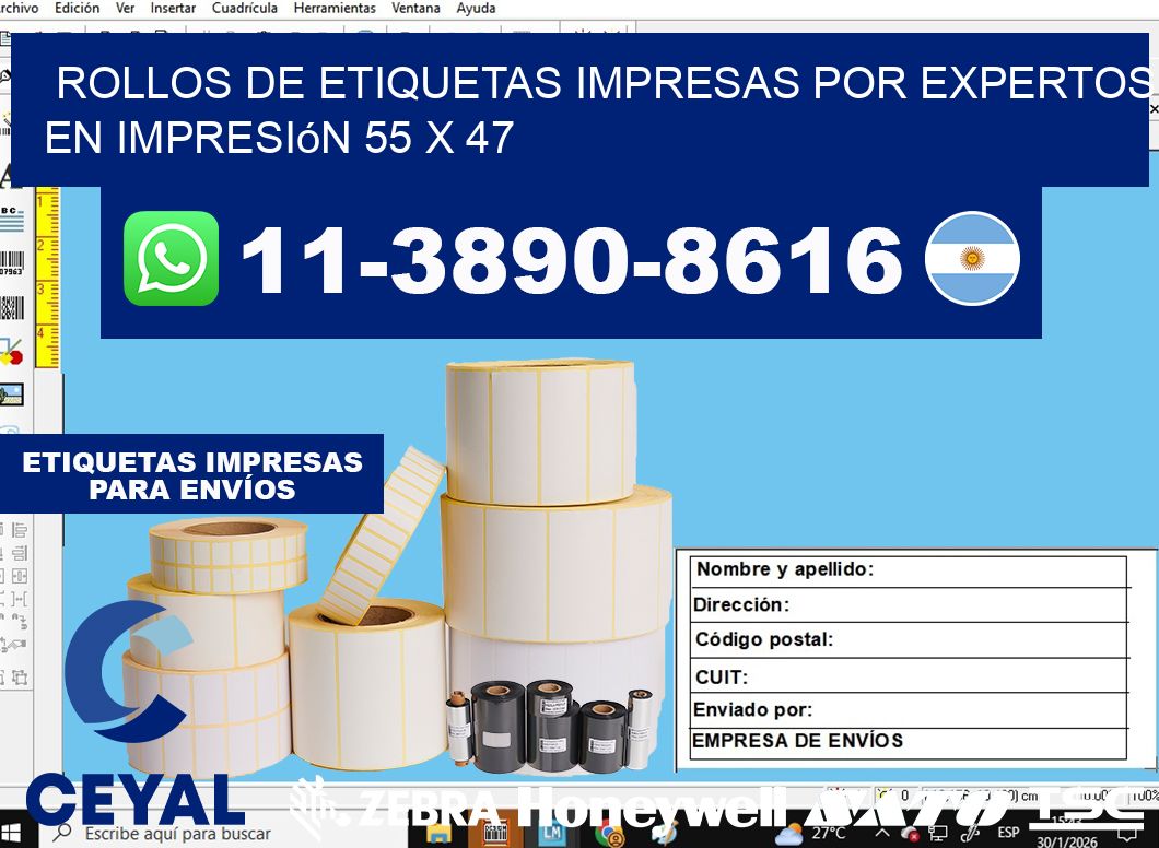 rollos de etiquetas impresas por expertos en impresión 55 x 47