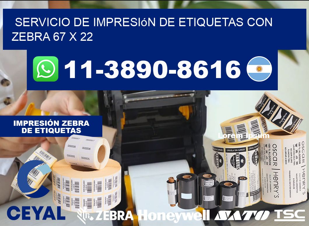 servicio de impresión de etiquetas con Zebra 67 x 22