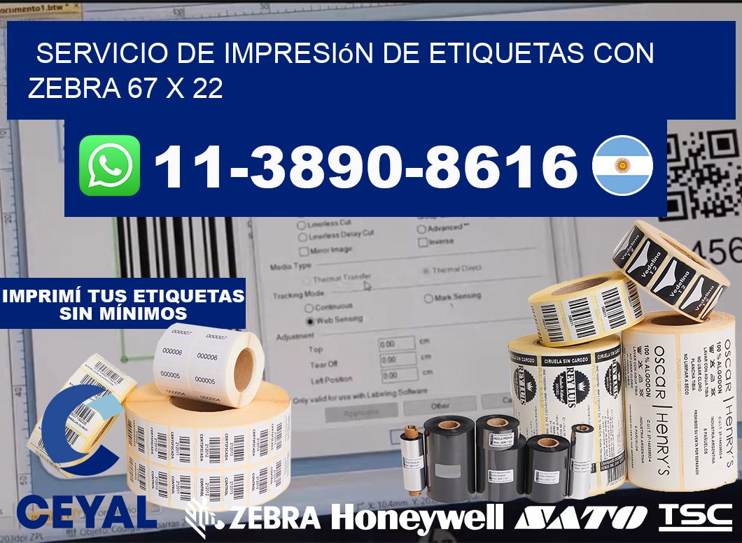 servicio de impresión de etiquetas con Zebra 67 x 22