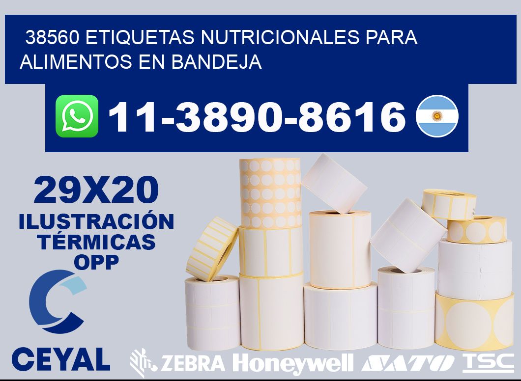 38560 etiquetas nutricionales para alimentos en bandeja