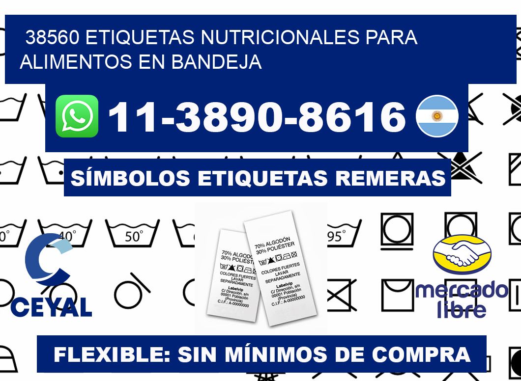38560 etiquetas nutricionales para alimentos en bandeja