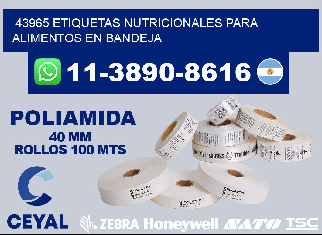 43965 etiquetas nutricionales para alimentos en bandeja