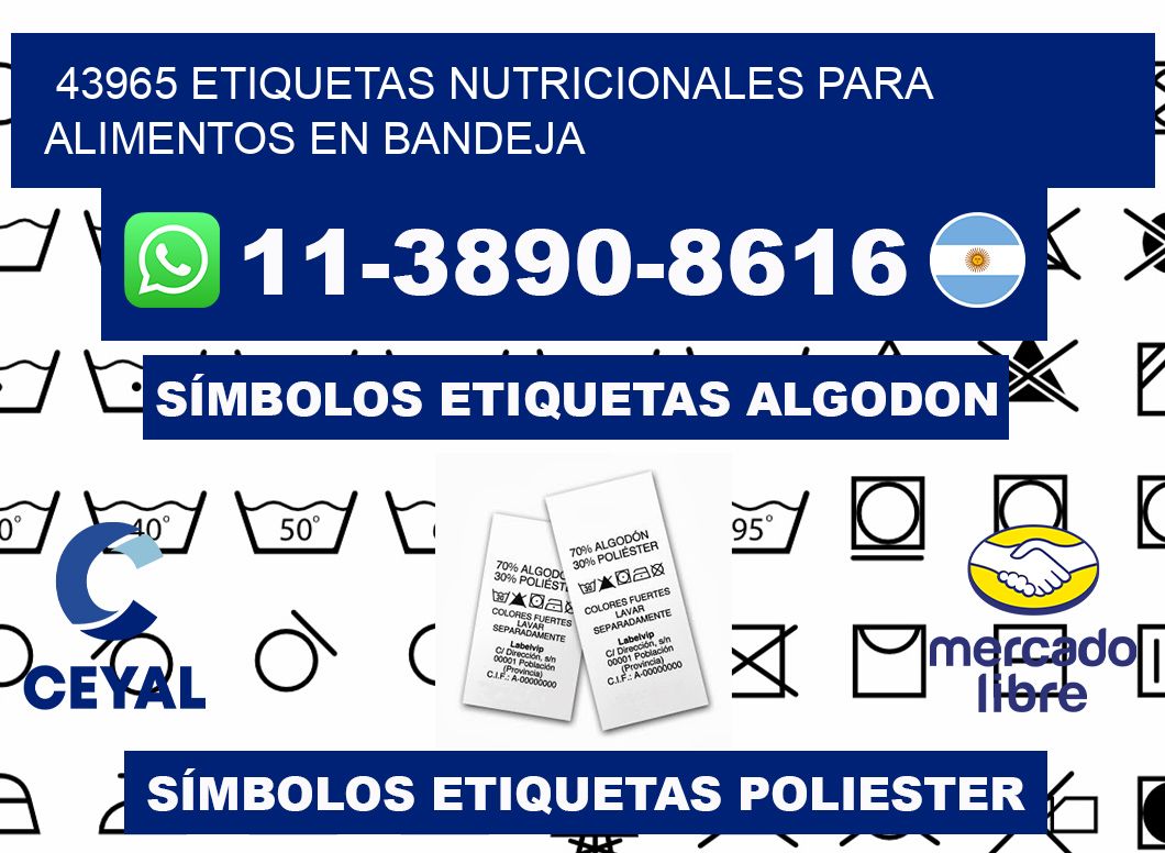 43965 etiquetas nutricionales para alimentos en bandeja