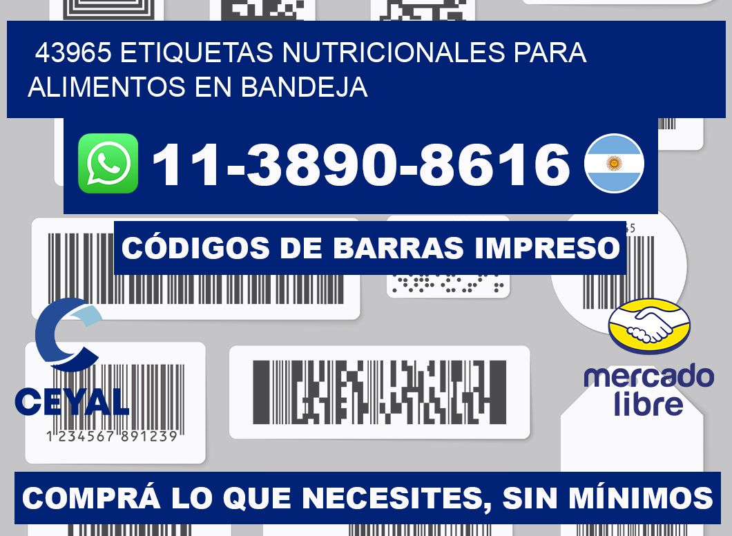 43965 etiquetas nutricionales para alimentos en bandeja