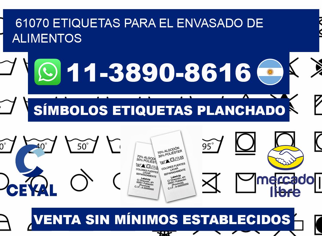 61070 etiquetas para el envasado de alimentos