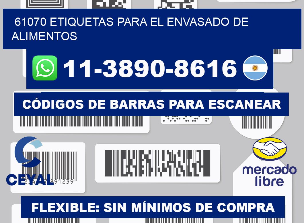 61070 etiquetas para el envasado de alimentos