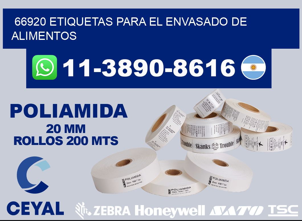 66920 etiquetas para el envasado de alimentos