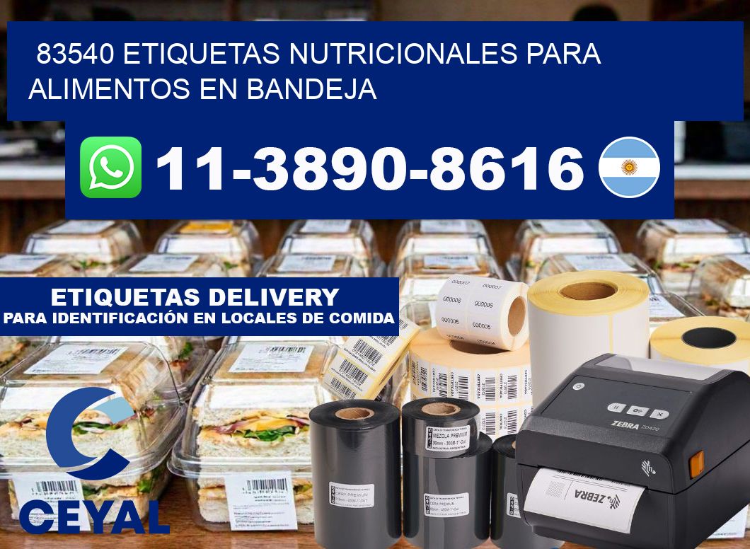 83540 etiquetas nutricionales para alimentos en bandeja