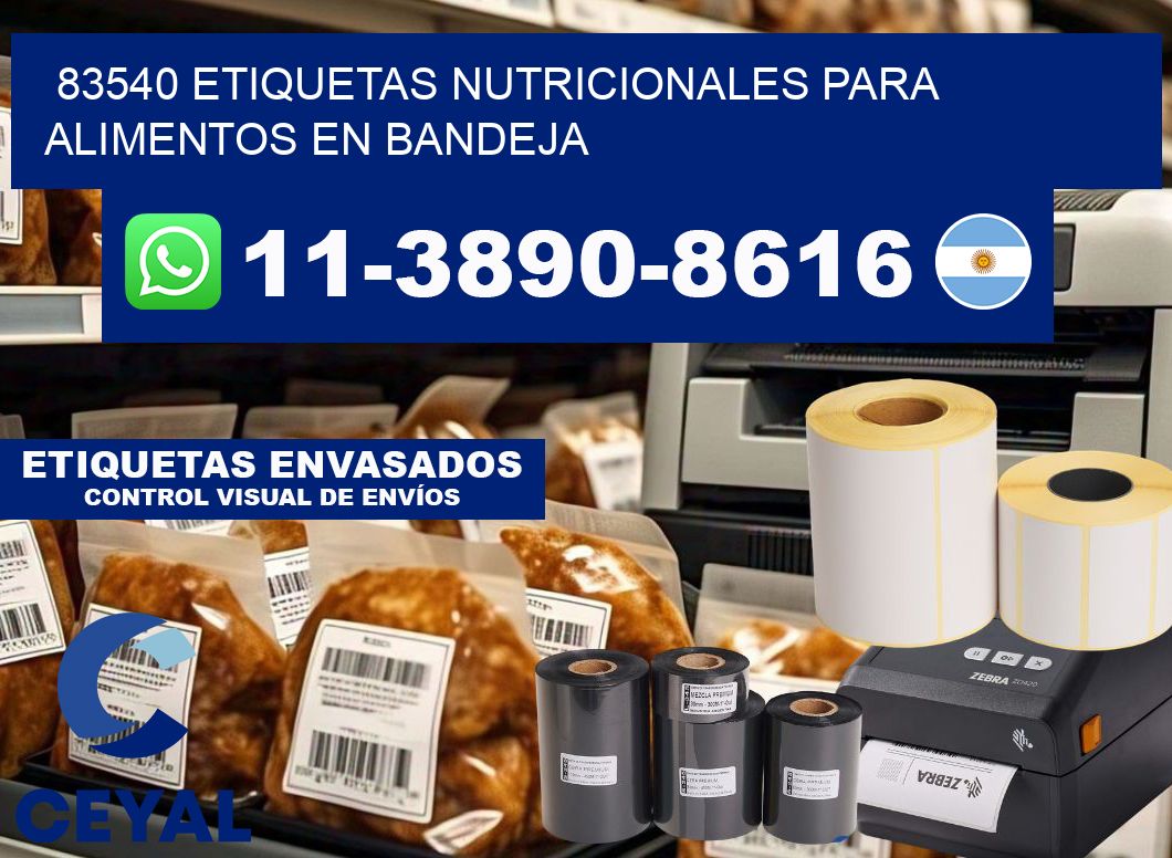 83540 etiquetas nutricionales para alimentos en bandeja