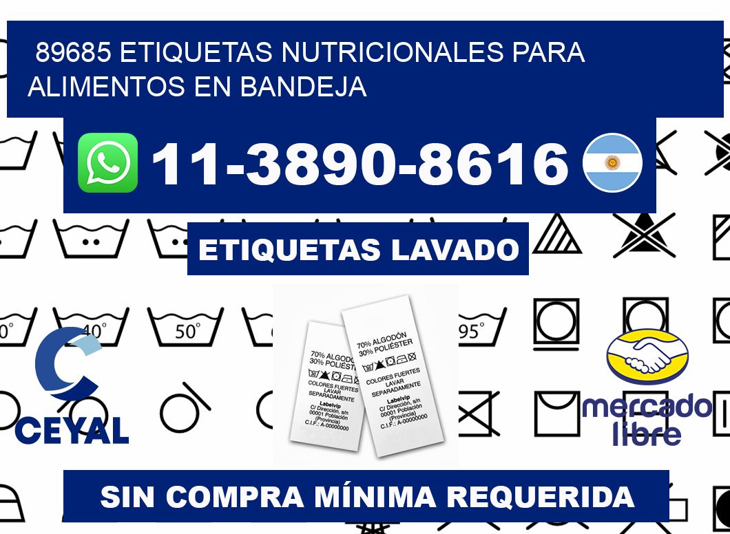 89685 etiquetas nutricionales para alimentos en bandeja