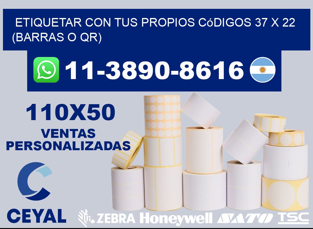 Etiquetar con tus propios códigos 37 x 22 (barras o QR)