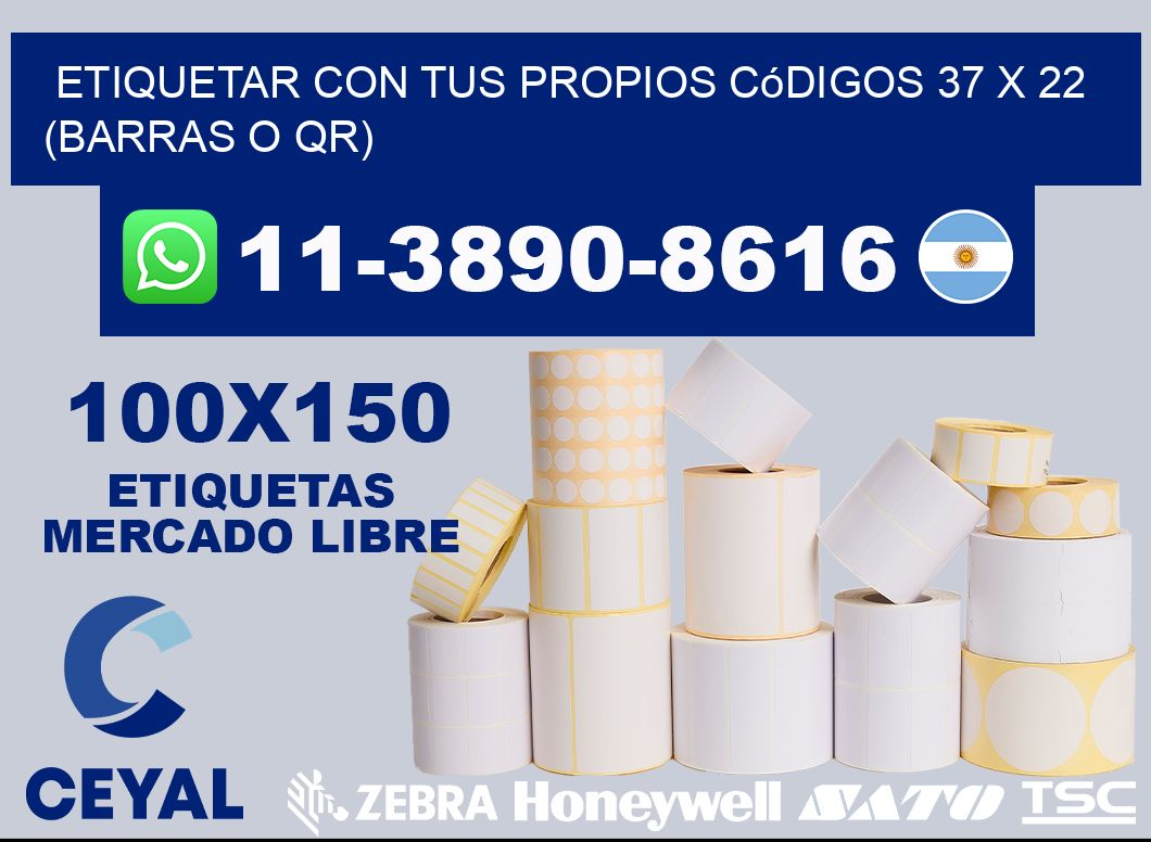Etiquetar con tus propios códigos 37 x 22 (barras o QR)