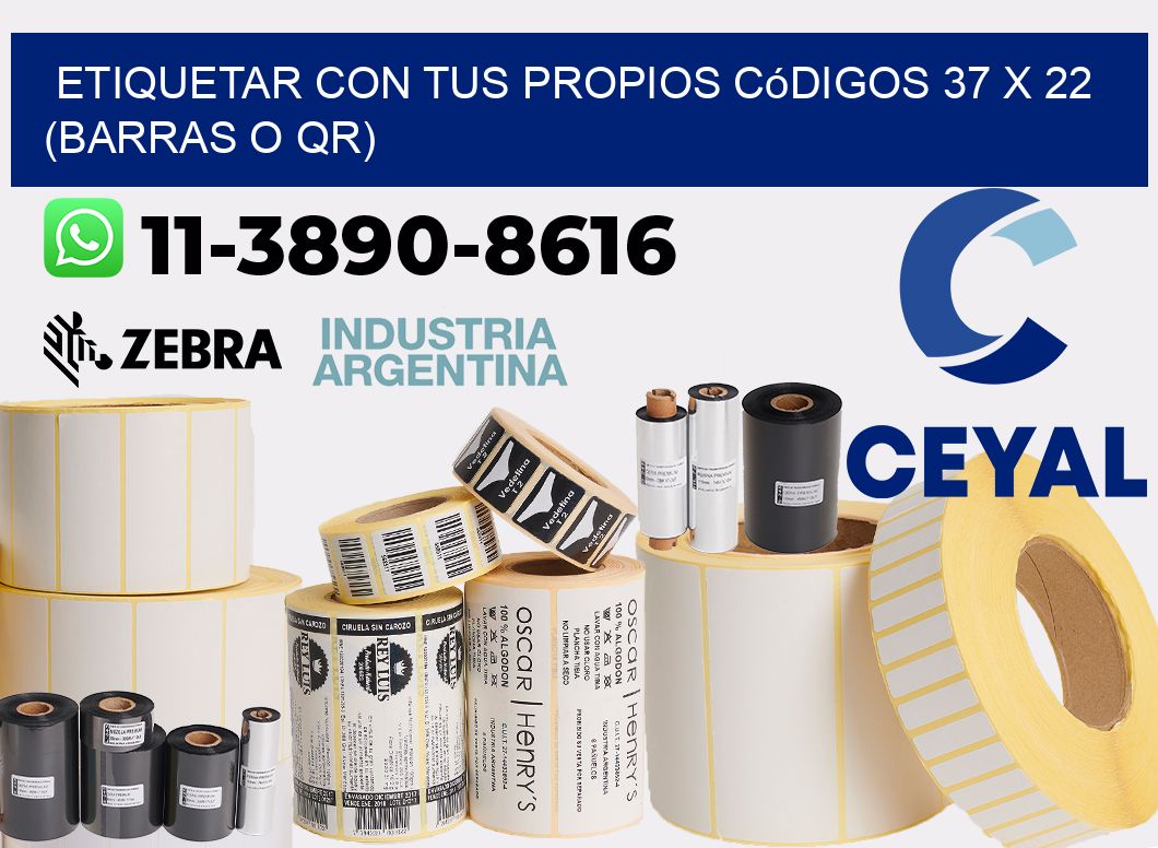 Etiquetar con tus propios códigos 37 x 22 (barras o QR)