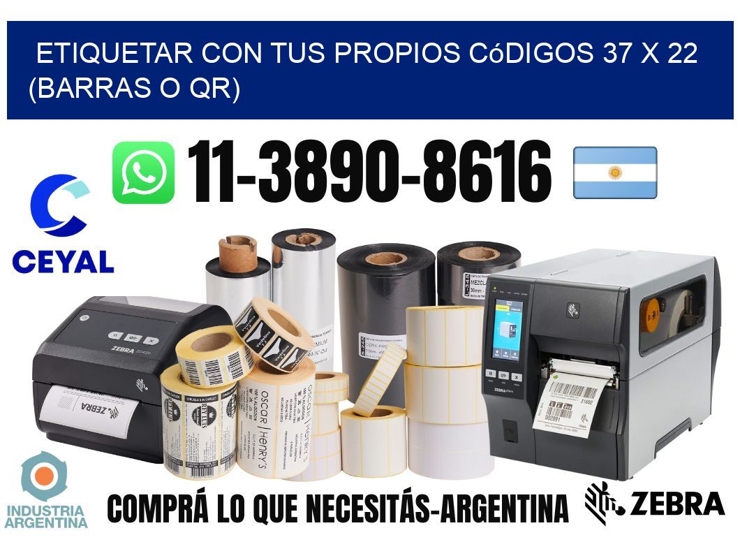 Etiquetar con tus propios códigos 37 x 22 (barras o QR)