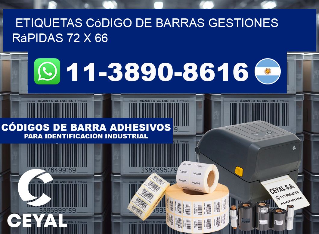 Etiquetas código de barras gestiones rápidas 72 x 66