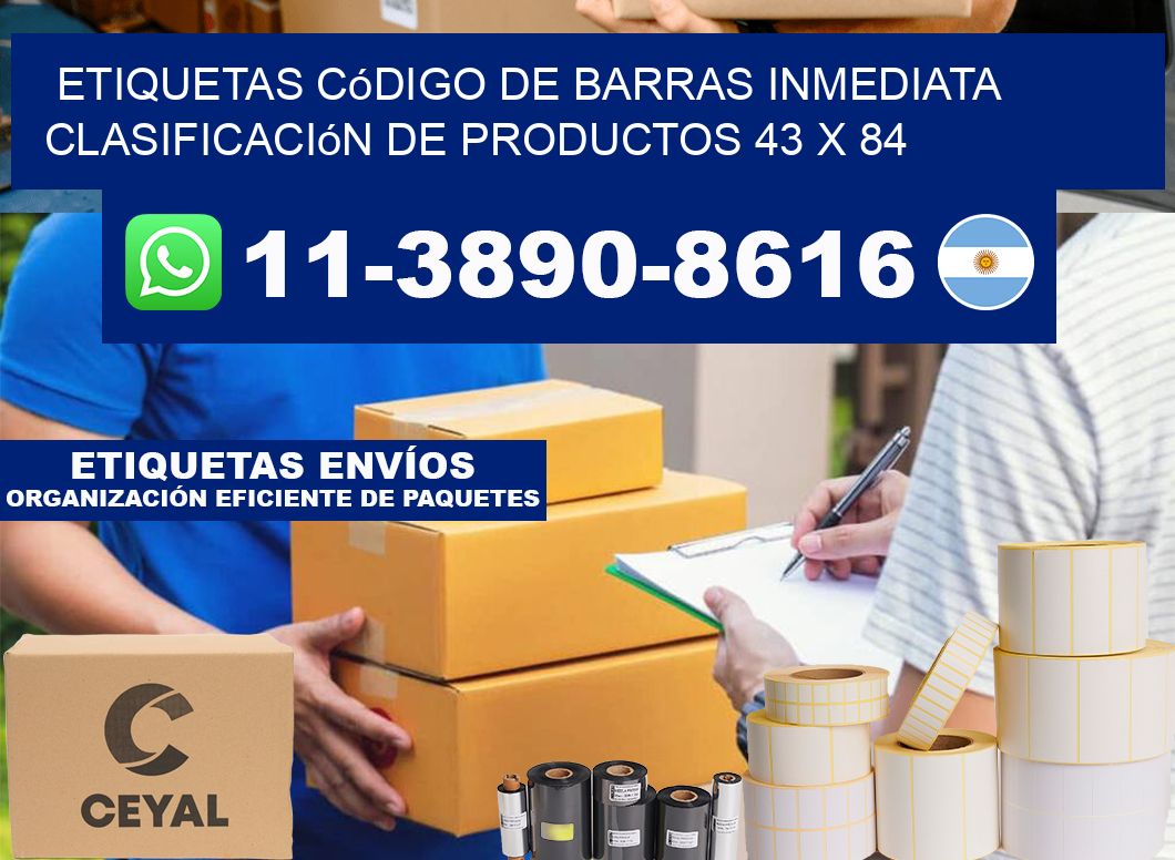 Etiquetas código de barras inmediata clasificación de productos 43 x 84