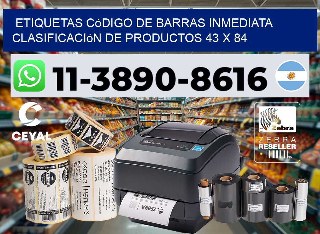 Etiquetas código de barras inmediata clasificación de productos 43 x 84