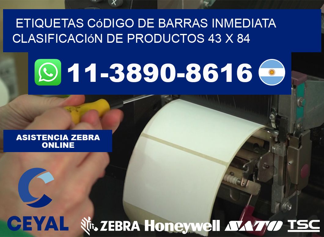 Etiquetas código de barras inmediata clasificación de productos 43 x 84