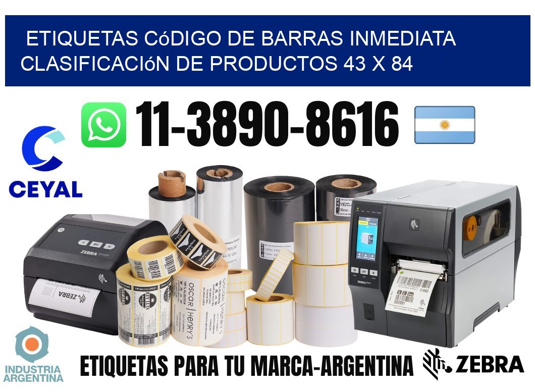Etiquetas código de barras inmediata clasificación de productos 43 x 84