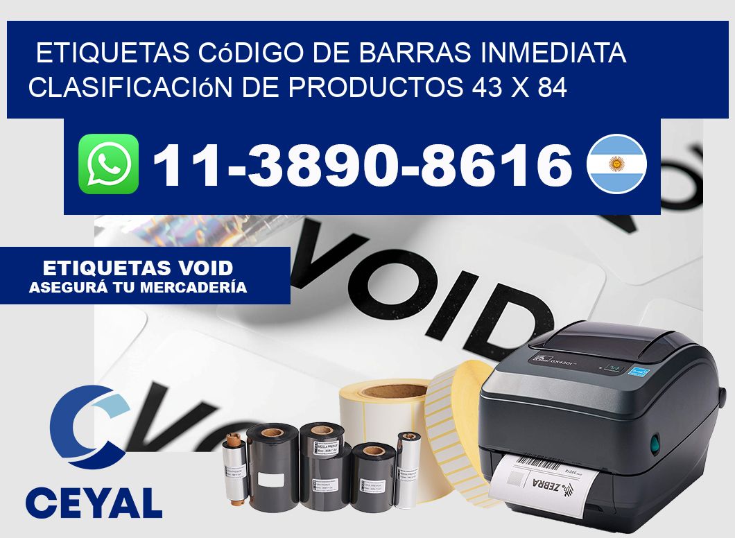 Etiquetas código de barras inmediata clasificación de productos 43 x 84