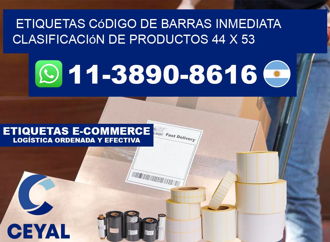 Etiquetas código de barras inmediata clasificación de productos 44 x 53