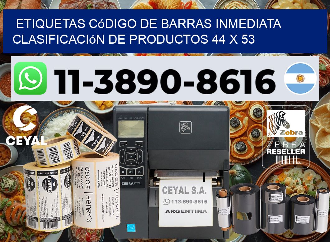 Etiquetas código de barras inmediata clasificación de productos 44 x 53