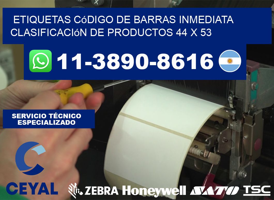 Etiquetas código de barras inmediata clasificación de productos 44 x 53
