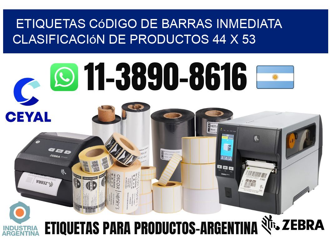 Etiquetas código de barras inmediata clasificación de productos 44 x 53