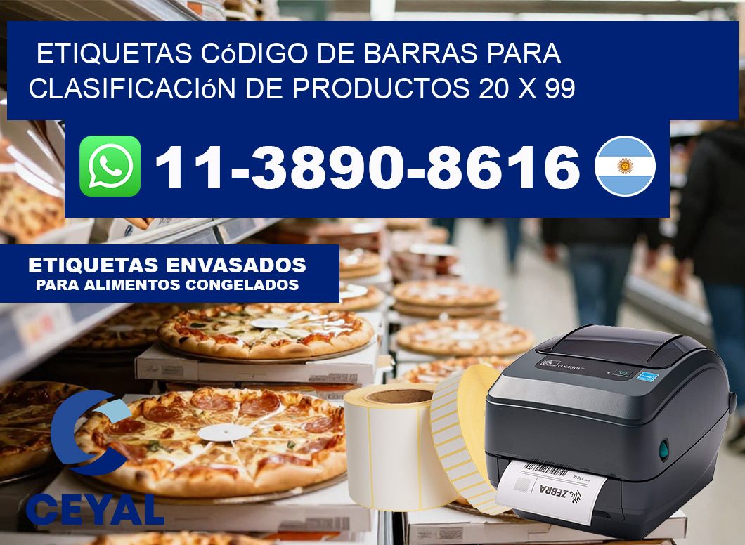 Etiquetas código de barras para clasificación de productos 20 x 99