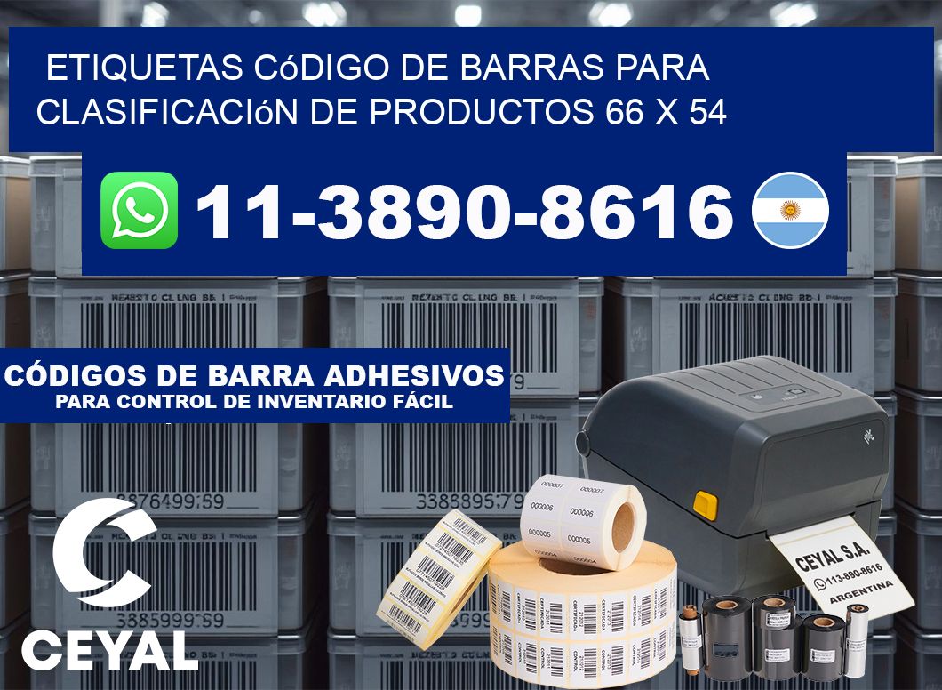 Etiquetas código de barras para clasificación de productos 66 x 54