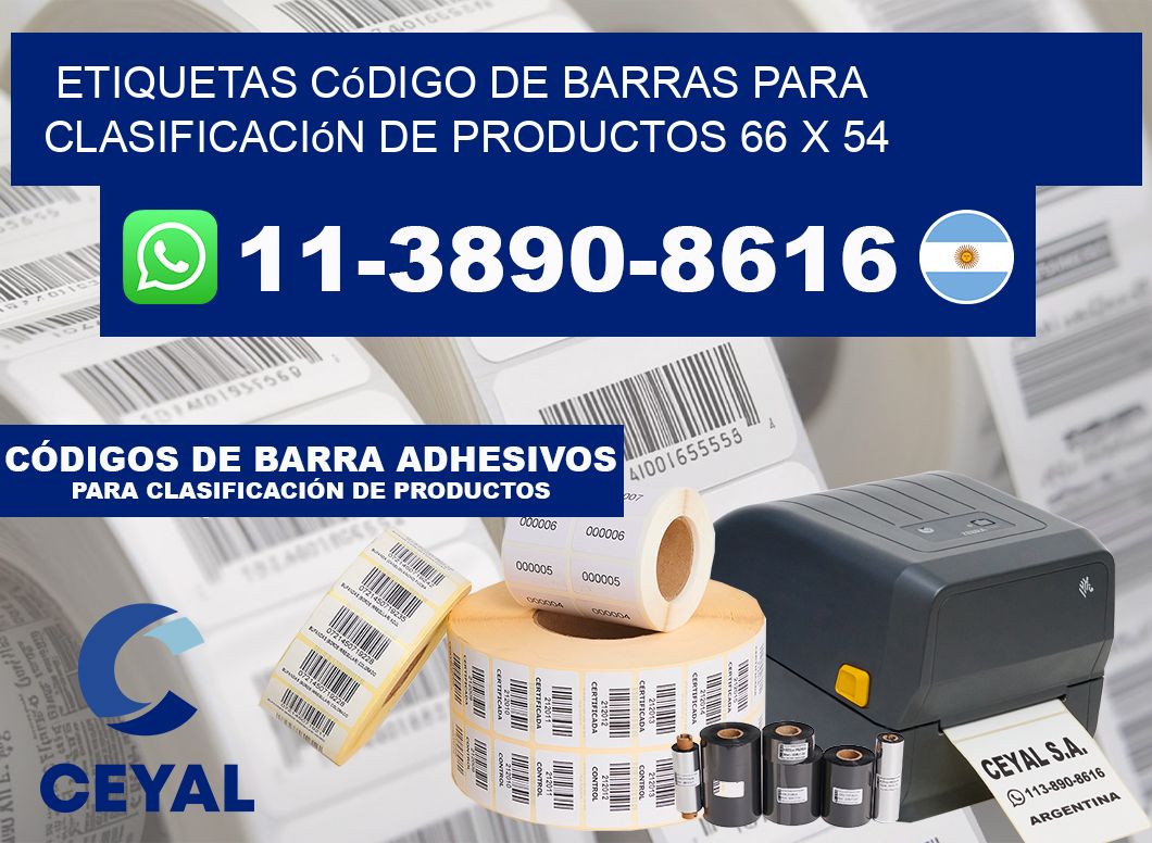 Etiquetas código de barras para clasificación de productos 66 x 54