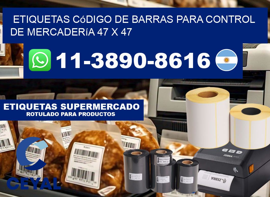 Etiquetas código de barras para control de mercadería 47 x 47