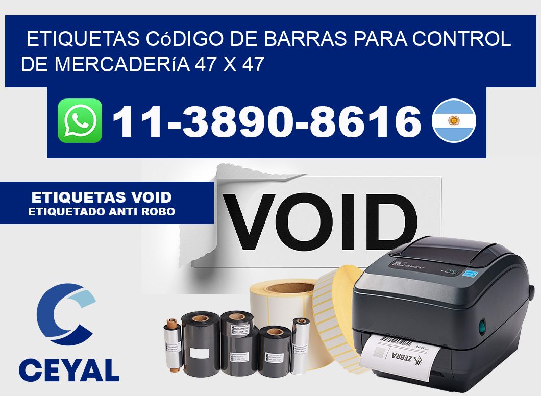 Etiquetas código de barras para control de mercadería 47 x 47