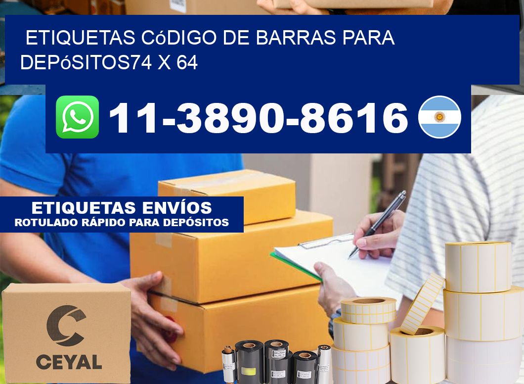 Etiquetas código de barras para depósitos74 x 64