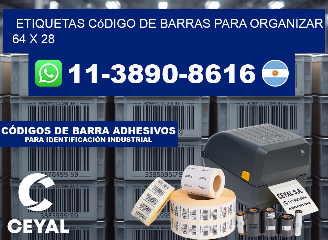 Etiquetas código de barras para organizar 64 x 28