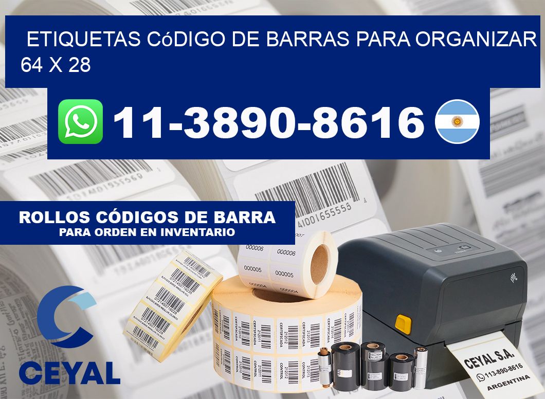Etiquetas código de barras para organizar 64 x 28