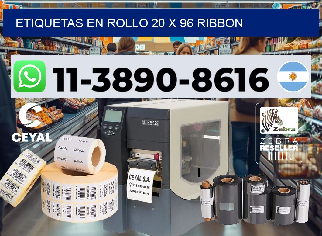 Etiquetas en rollo 20 x 96 ribbon
