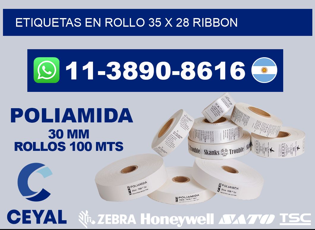 Etiquetas en rollo 35 x 28 ribbon