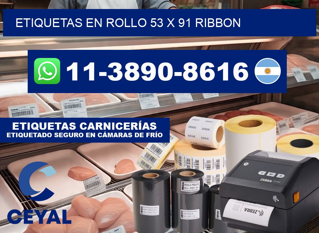 Etiquetas en rollo 53 x 91 ribbon