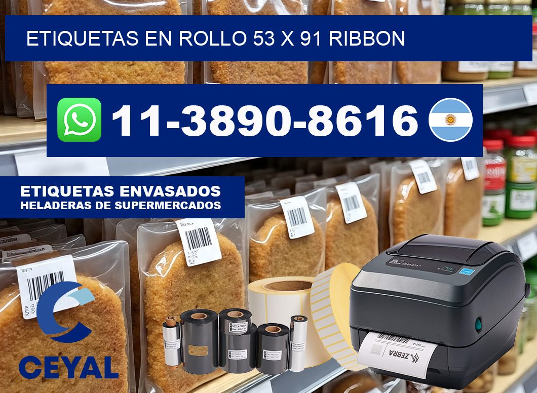 Etiquetas en rollo 53 x 91 ribbon