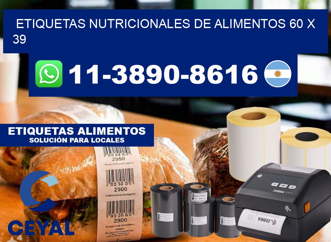 Etiquetas nutricionales de alimentos 60 x 39