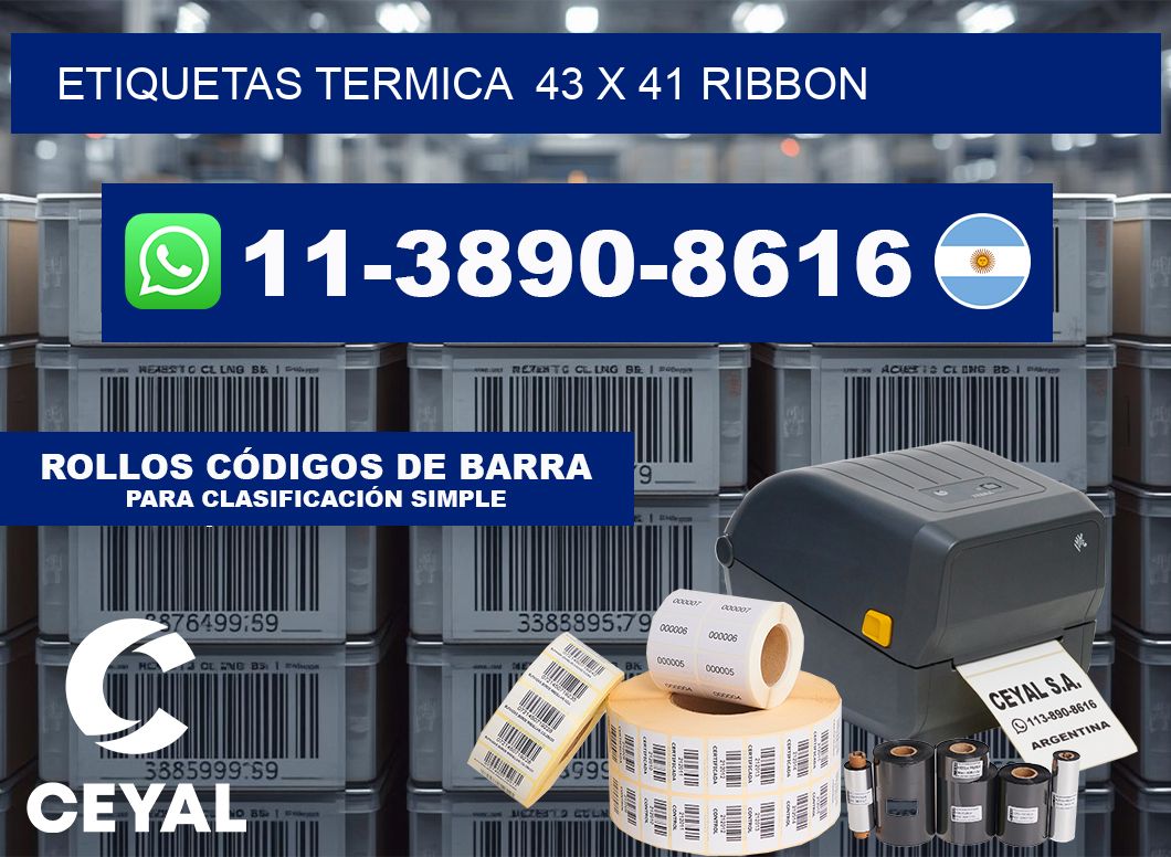 Etiquetas termica  43 x 41 ribbon